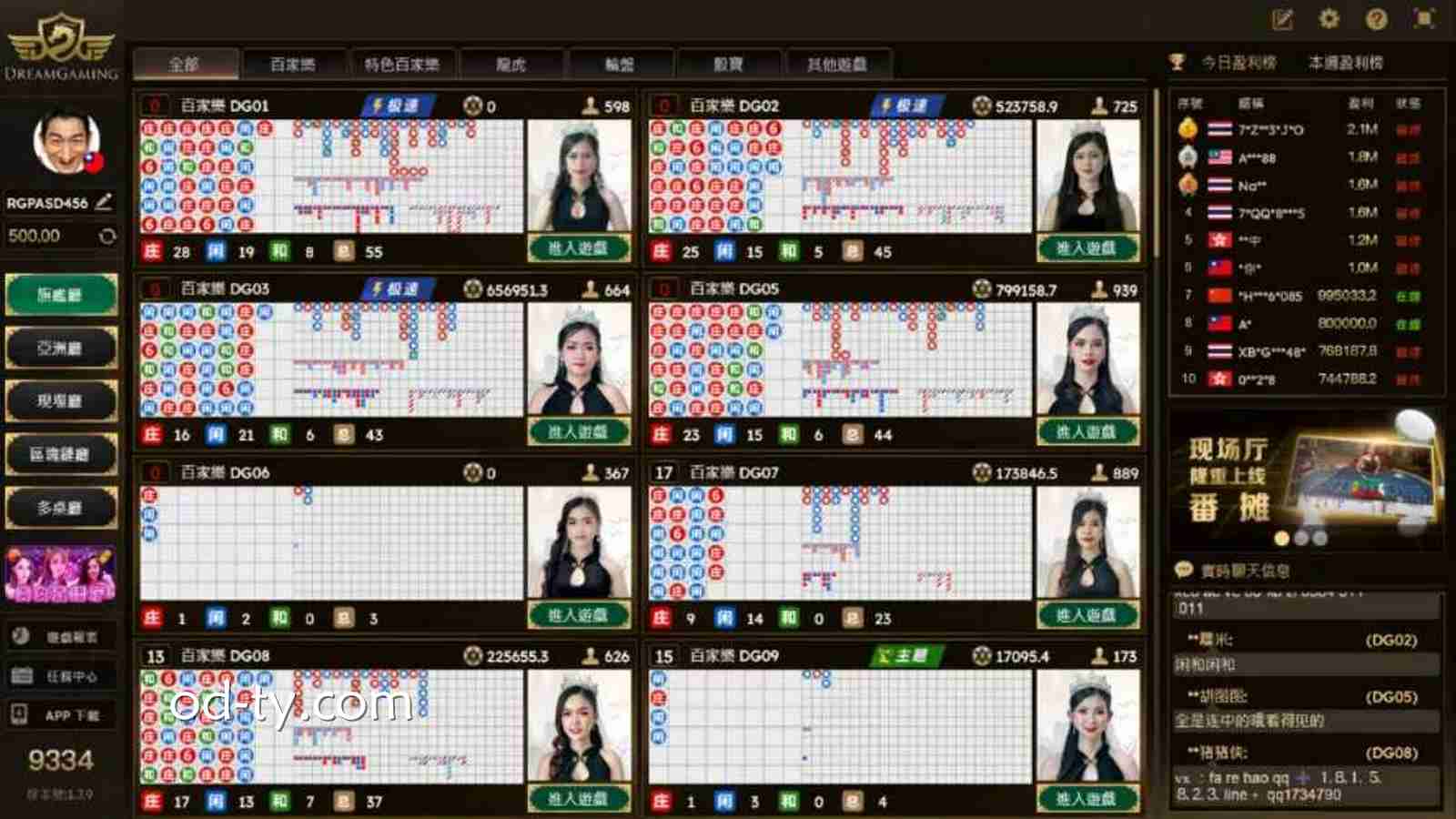 OD体育 | 真人百家乐多桌路单预览