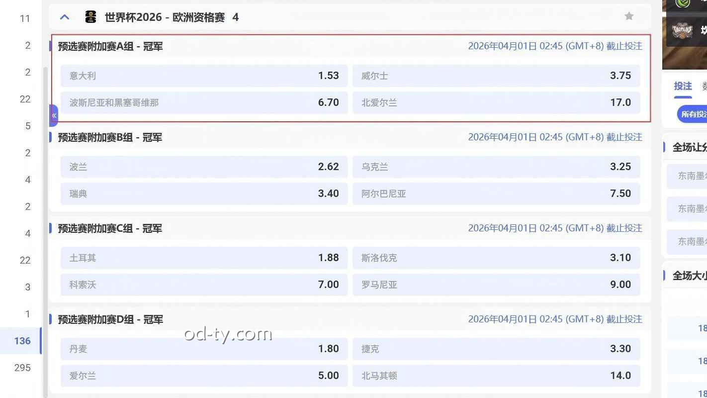 OD体育 | 预选赛附加赛A组
