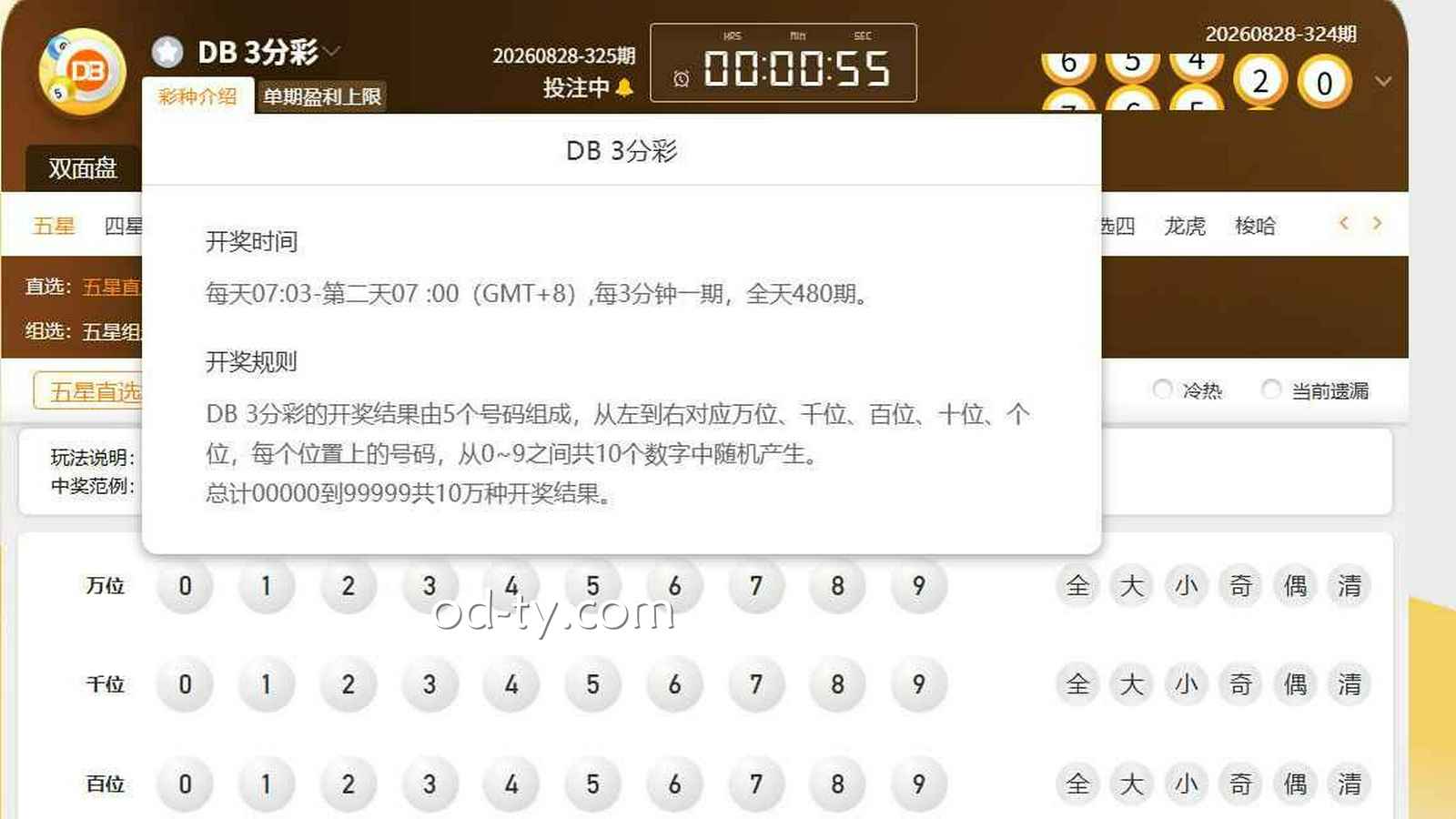 OD体育《DB3分彩》怎么玩?前二大小单双规则详解
