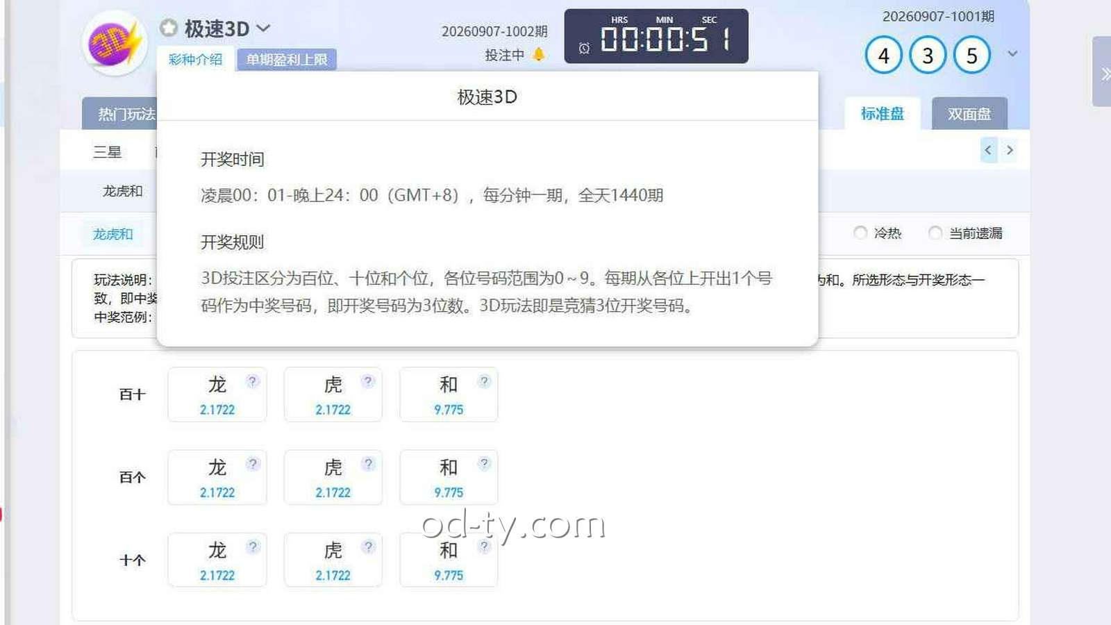 OD体育《极速3D》龙虎和怎么玩？玩法规则与开奖时间详解
